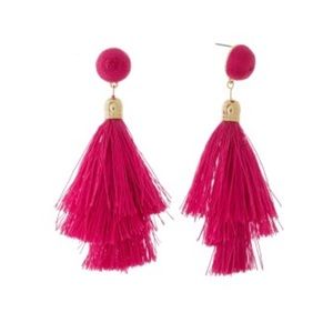 Hot pink tassel earrings